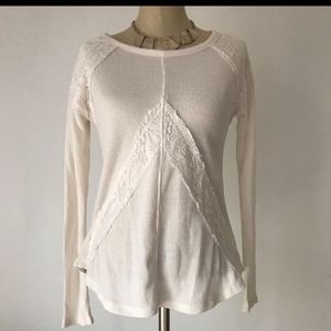 Henley thermal boho vibe white size small